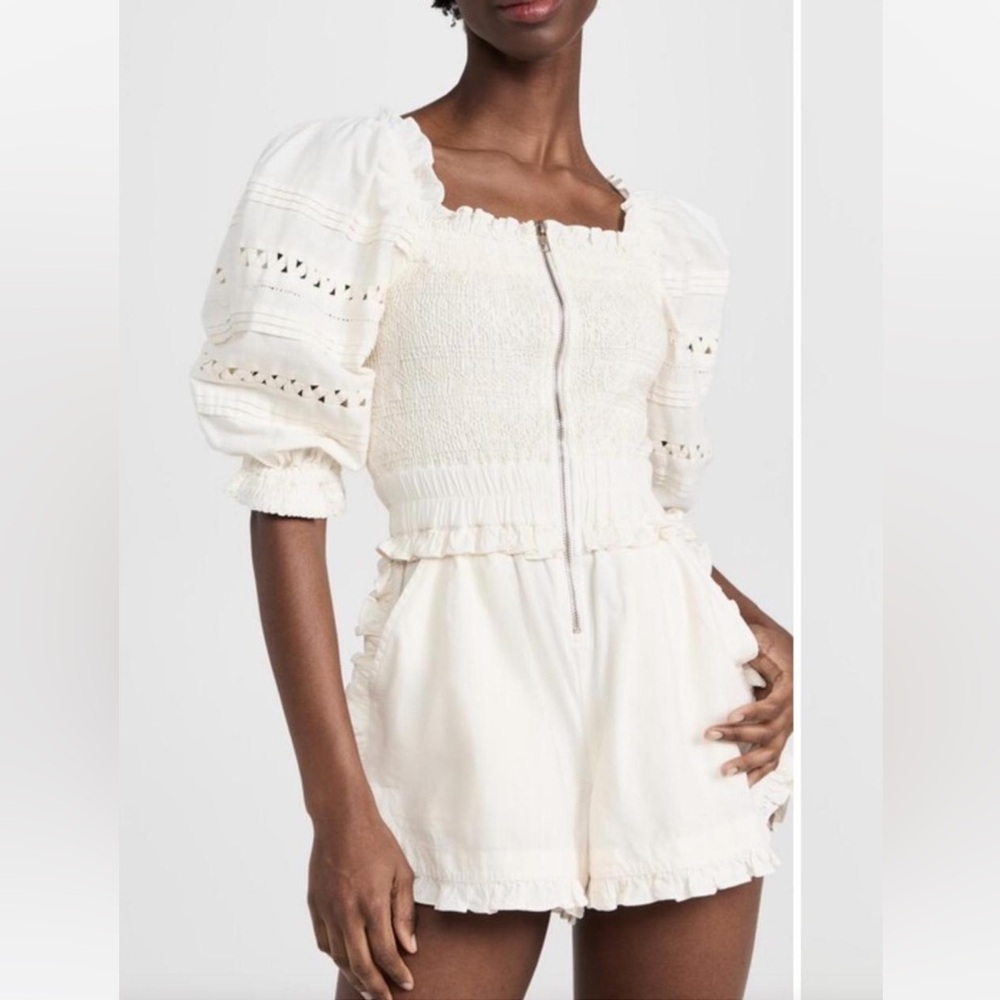 Sea New York Cream Smocked Romper
